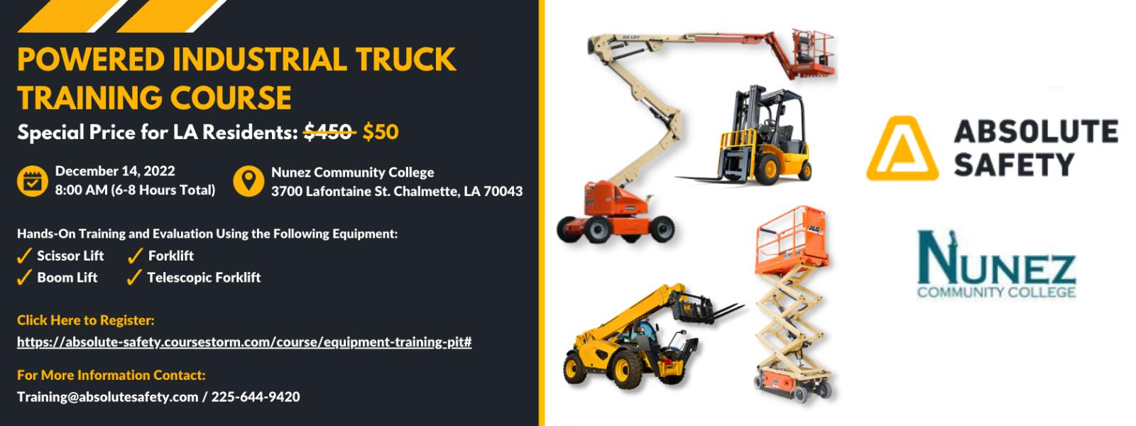 Powered Industrial Truck Training Course - Click Here to Register